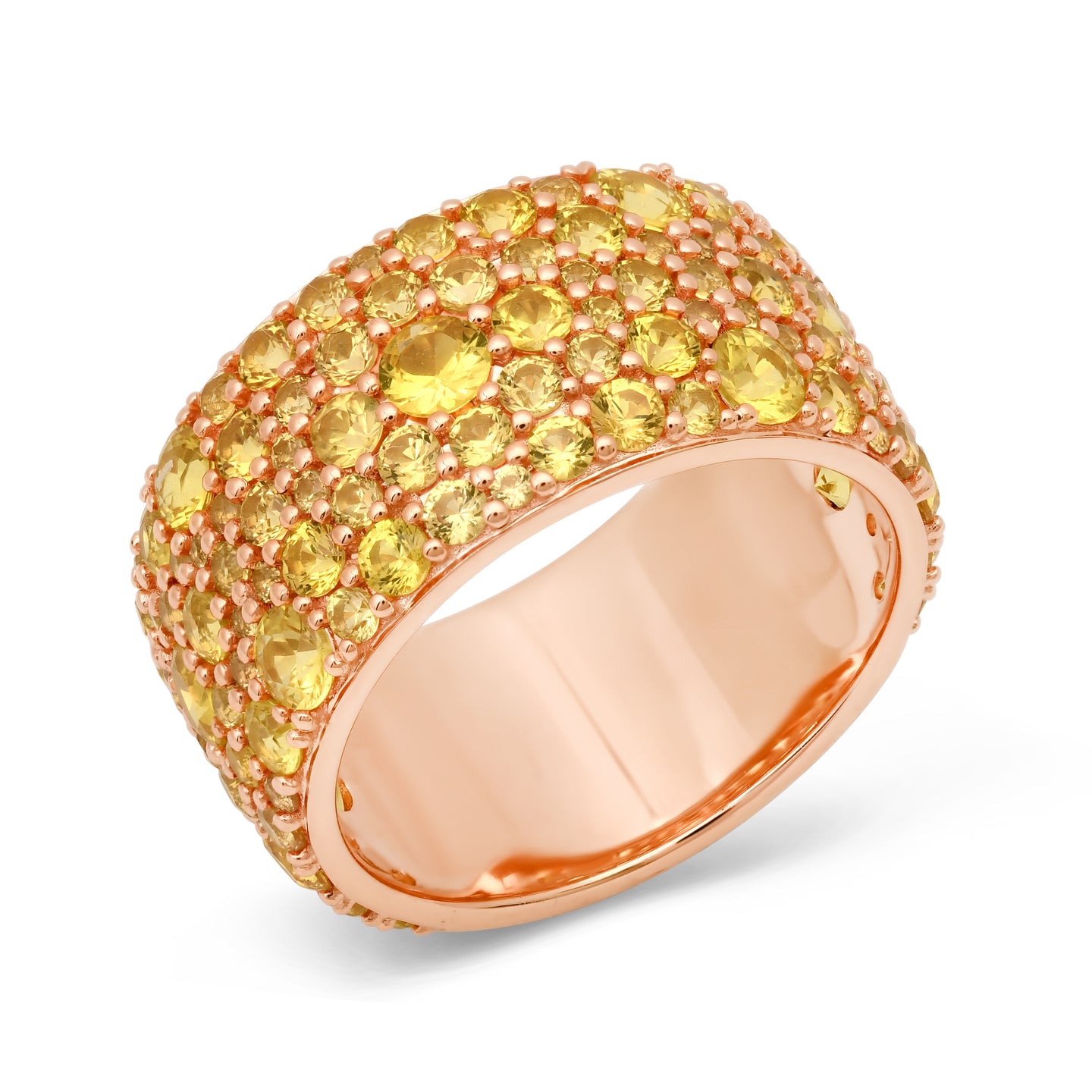14K Rose Gold Yellow Sapphire Cigar Band